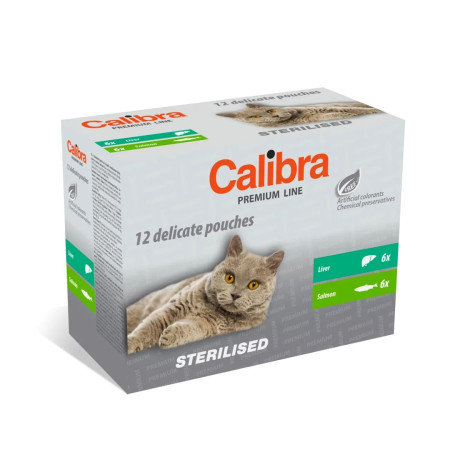 CALIBRA Cat Premium Sterilised - šlapias kačių maistas - 12x100g
