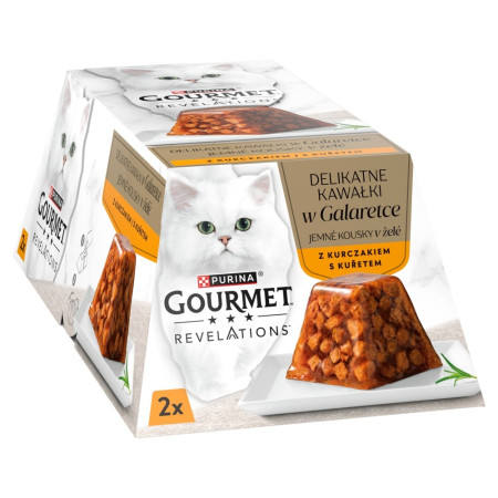 PURINA Gourmet Revelations vištienos gabaliukai želėje - šlapias kačių maistas - 2x57g
