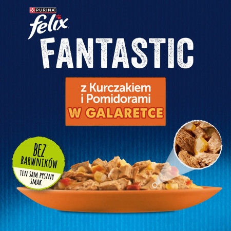 Felix Fantastic vištiena su pomidorais - drėgnas kačių maistas - 85 g