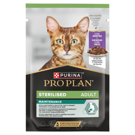 PURINA Pro Plan Sterilised su antis - šlapias kačių maistas - 26x85g (18 + 8 GRATIS)