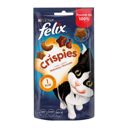 FELIX Crispies Jautiena, Vištiena - sausas kačių ėdalas - 45 g