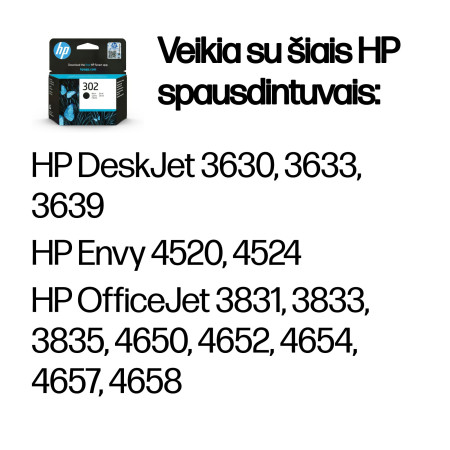HP 302 Juodas Originalus Rašalo Kasetė