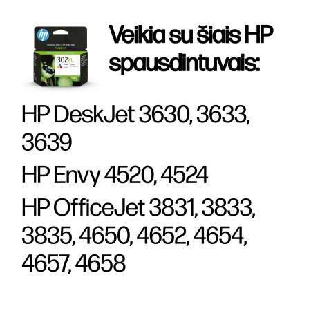 HP 302XL Didelės talpos Trijų spalvų Originalus Rašalo Kasetė