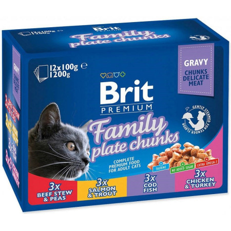 BRIT Cat Pouches Family Plate - drėgno kačių ėdalo - 12 x 100g
