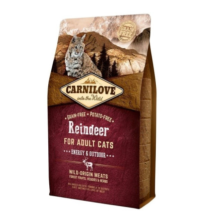 CARNILOVE Cat Energija & Lauko Elnias - sausas kačių maistas - 2 kg