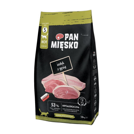 PAN MIĘSKO Kalakutiena su žąsimi - sausas kačių maistas - 1,6 kg