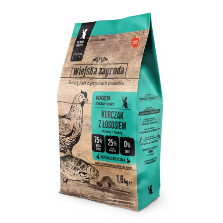 Wiejska Zagroda Vištiena su Lašiša - sausas kačių maistas - 1,6kg