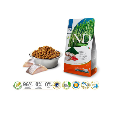 Farmina N&D Spirulina Silkių Žuvų - sausas maistas katėms - 1.5 kg