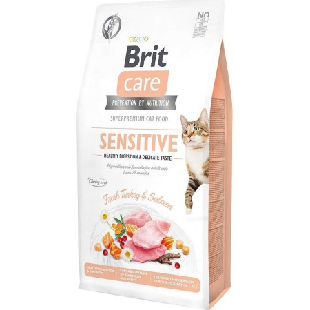 Brit Care Grain-Free Sensitive Turkey & Salmon sausas kačių maistas 2 kg