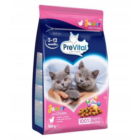 PREVITAL Junior Vištiena - sausas kačių maistas - 950 g