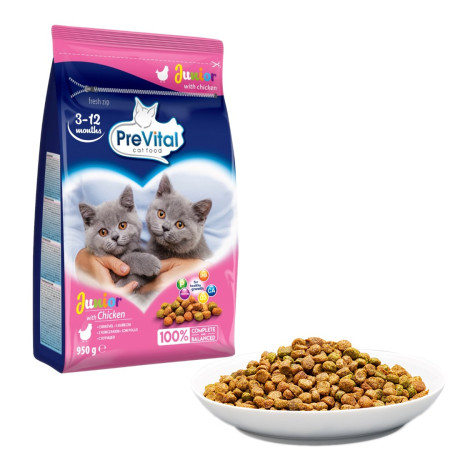 PREVITAL Junior Vištiena - sausas kačių maistas - 950 g