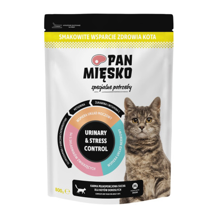 PAN MIĘSKO Urinary & Stress Control Kalakutiena - sausas kačių maistas - 800 g