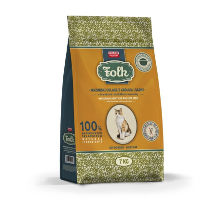 FOLK Masurų stiliaus triušiena ir elniena su burokėliais ir spanguolėmis - sausas kačių maistas - 7kg
