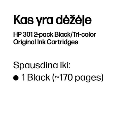 HP 301 2-vnt. juodas/kolorinis originalus rašalo kasetės rinkinys