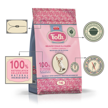 FOLK Švelnus maistas kačiukams su triušiu ir aviena - 7 kg