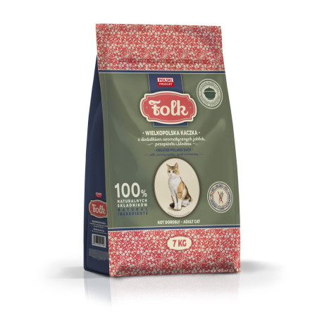 FOLK Didžiosios Lenkijos stiliaus antis su obuoliais, stručiu ir silkėmis - sausas kačių maistas - 7 kg