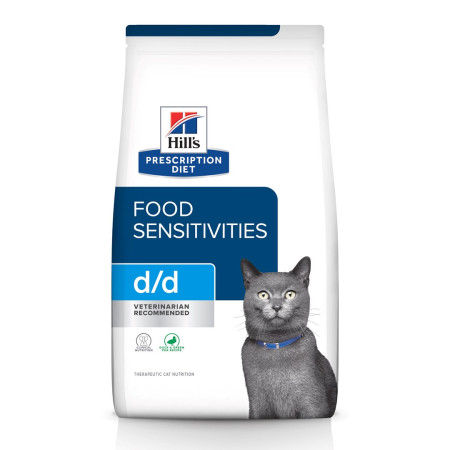 HILL'S PRESCRIPTION DIET Feline d/d Sausas kačių maistas Antis, Žirniai - 1,5 kg