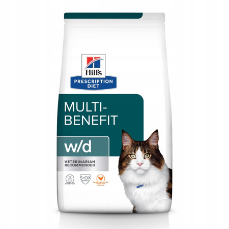 HILL'S PRESCRIPTION DIET Multi-Benefit Feline w/d - sausas kačių maistas Viščiukas - 3 kg
