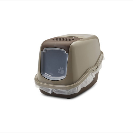 SAVIC Nestor uždara kačių dėžė - pilkai-šokoladinis rudas - 56x39x38,5 cm