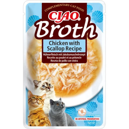INABA Ciao Broth Chicken & Scallop - skanėstas katėms - 40g