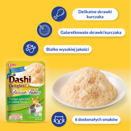 INABA CAT Dashi Delights Švelnūs vištienos dribsniai - skanėstas katėms - 40g