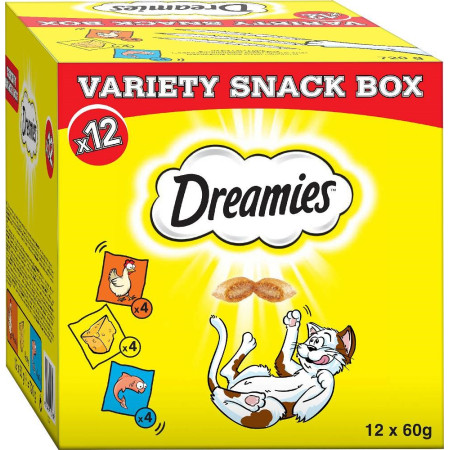 DREAMIES Įvairovės užkandžių dėžutė - skanėstas katėms - 12x60 g