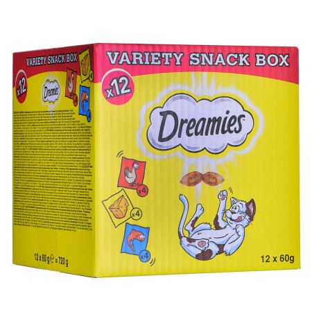 DREAMIES Įvairovės užkandžių dėžutė - skanėstas katėms - 12x60 g