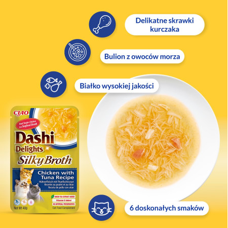INABA CAT Dashi Delights Šilkinis sultinys Vištiena su lašiša - 40g