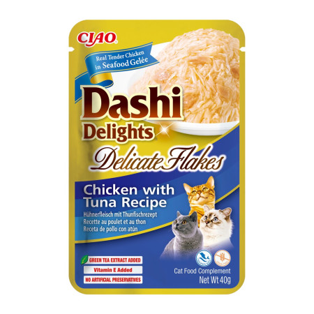 INABA CAT Dashi Delights Švelnūs Dribsniai Vištiena su Tunu - 40g