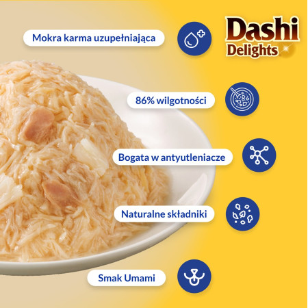 INABA CAT Dashi Delights Švelnūs Dribsniai Vištiena su Tunu - 40g