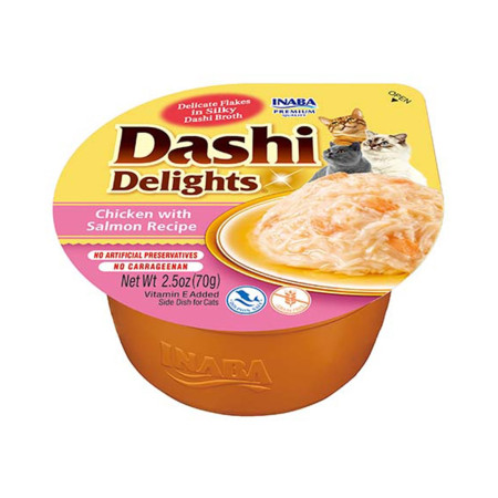 INABA Dashi Delights Vištiena su lašiša sultyse - skanėstas katėms - 70g