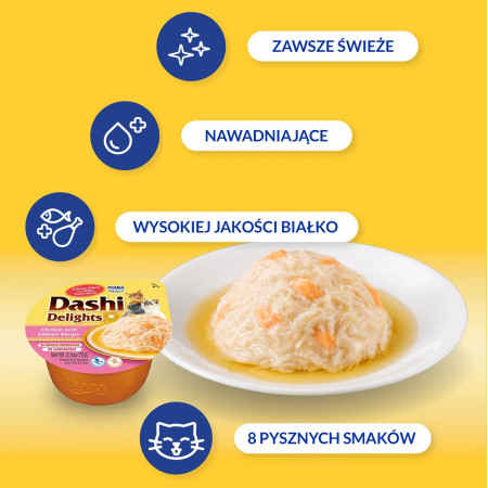 INABA Dashi Delights Vištiena su lašiša sultyse - skanėstas katėms - 70g