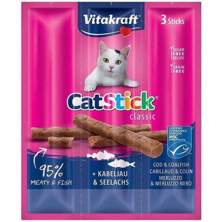 VITAKRAFT CatStick Classic Menkė ir Saithe - skanėstas katėms - 18g
