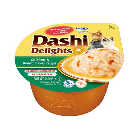 INABA Dashi Delights Vištiena su Bonito dribsniais sultinyje - skanėstas katėms - 70g