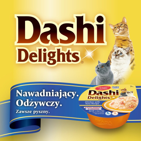 INABA Dashi Delights Vištiena su Bonito dribsniais sultinyje - skanėstas katėms - 70g