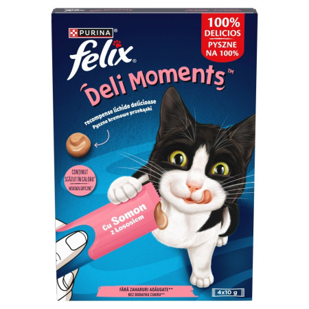 Purina Felix Deli Moments lašiša - skanėstas katėms - 4x10 g