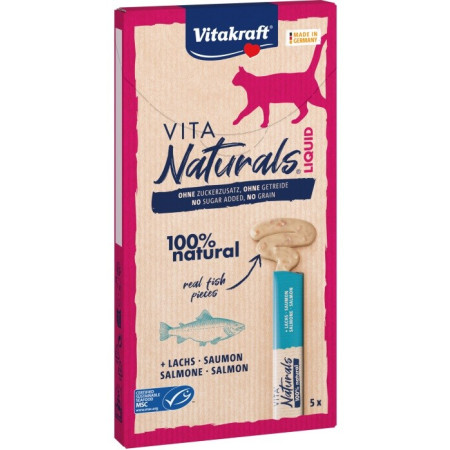 VITAKRAFT Vita Naturals skystas su lašiša - skanėstas katėms - 5x15g