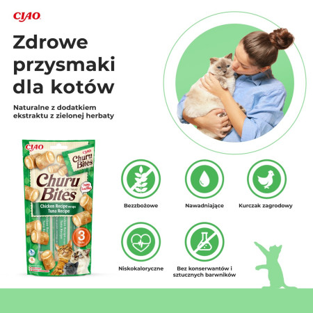 INABA Churu Bites Tunų su vištiena - skanėstas katėms - 3x10 g