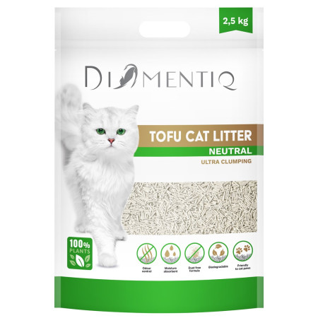 DIAMENTIQ Tofu Neutral Ultra klampumo augalinis kraikas - 2,5 kg