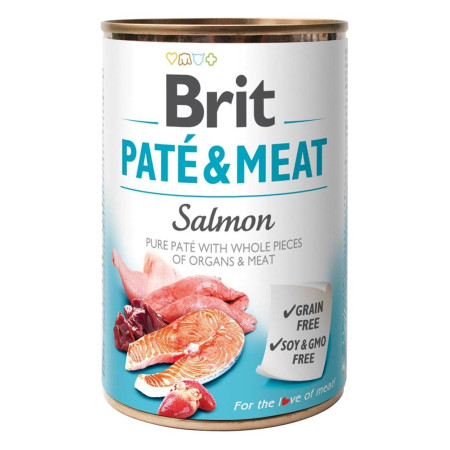 BRIT Paté & Meat su lašiša - šlapias šunų maistas - 400g