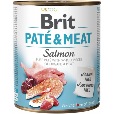 BRIT Paté & Meat su lašiša - šlapias šunų maistas - 800g
