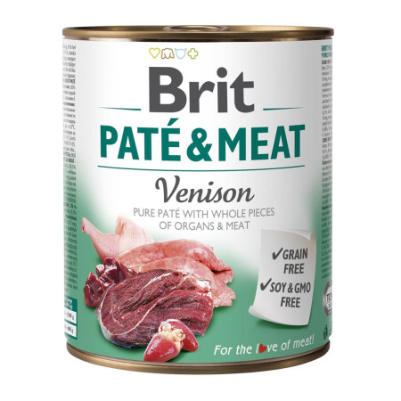 BRIT Paté & Meat su elniena - šlapias šunų maistas - 800g