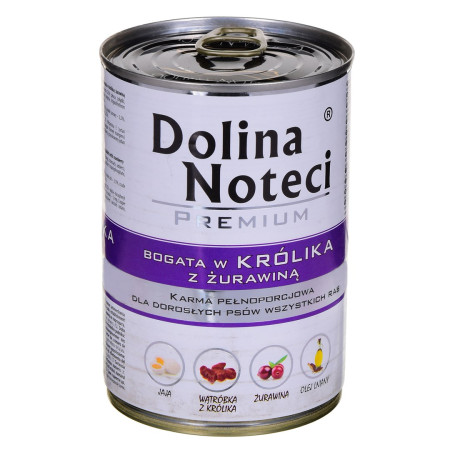 DOLINA NOTECI Premium Rich su triušiu ir spanguolėmis - drėgnas maistas šunims - 400 g