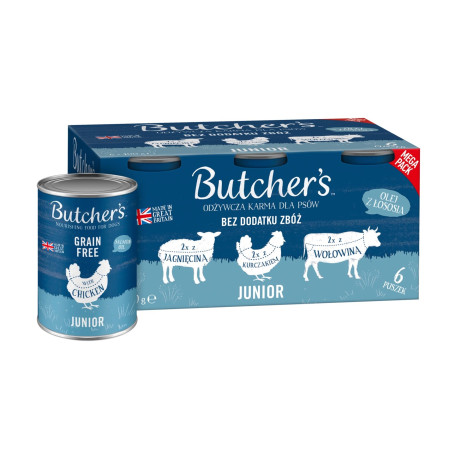 BUTCHER'S Original Junior Mega Pakuotė Mišri - šlapias maistas šunims - 6 x 400 g