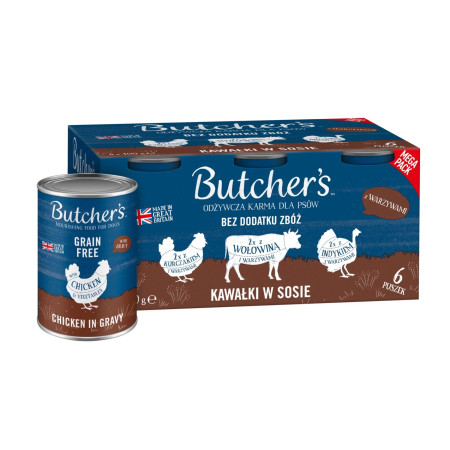 BUTCHER'S Original Mega Pakuotė Mišri Su Daržovėmis - šlapias maistas šunims - 6 x 400 g