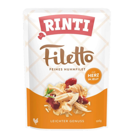 RINTI Filetto vištienos filė su širdelėmis - drėgnas ėdalas šunims - 100g