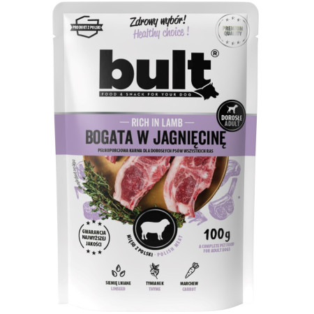 BULT Rich in lamb - drėgnas ėdalas šunims - 100g