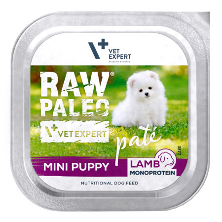 RAW PALEO Pâte Mini Puppy Lamb - drėgnas ėdalas šunims - 150g