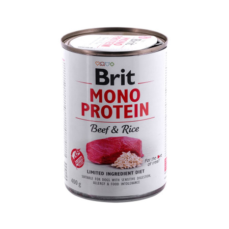 BRIT Mono Protein Jautiena ir Ryžiai - Drėgnas maistas šunims - 400 g