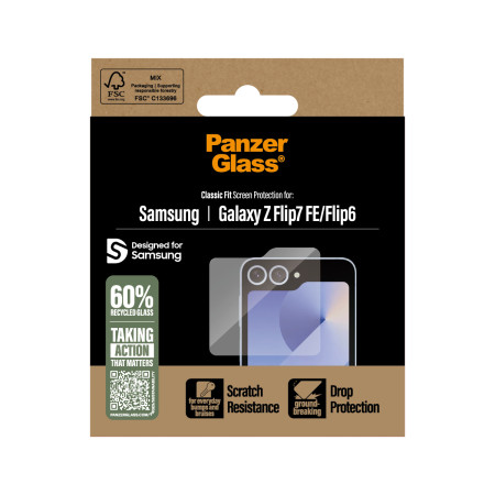 PanzerGlass ® Stiklinė ekrano apsauga Samsung Flip6 (tik išorinis ekranas)